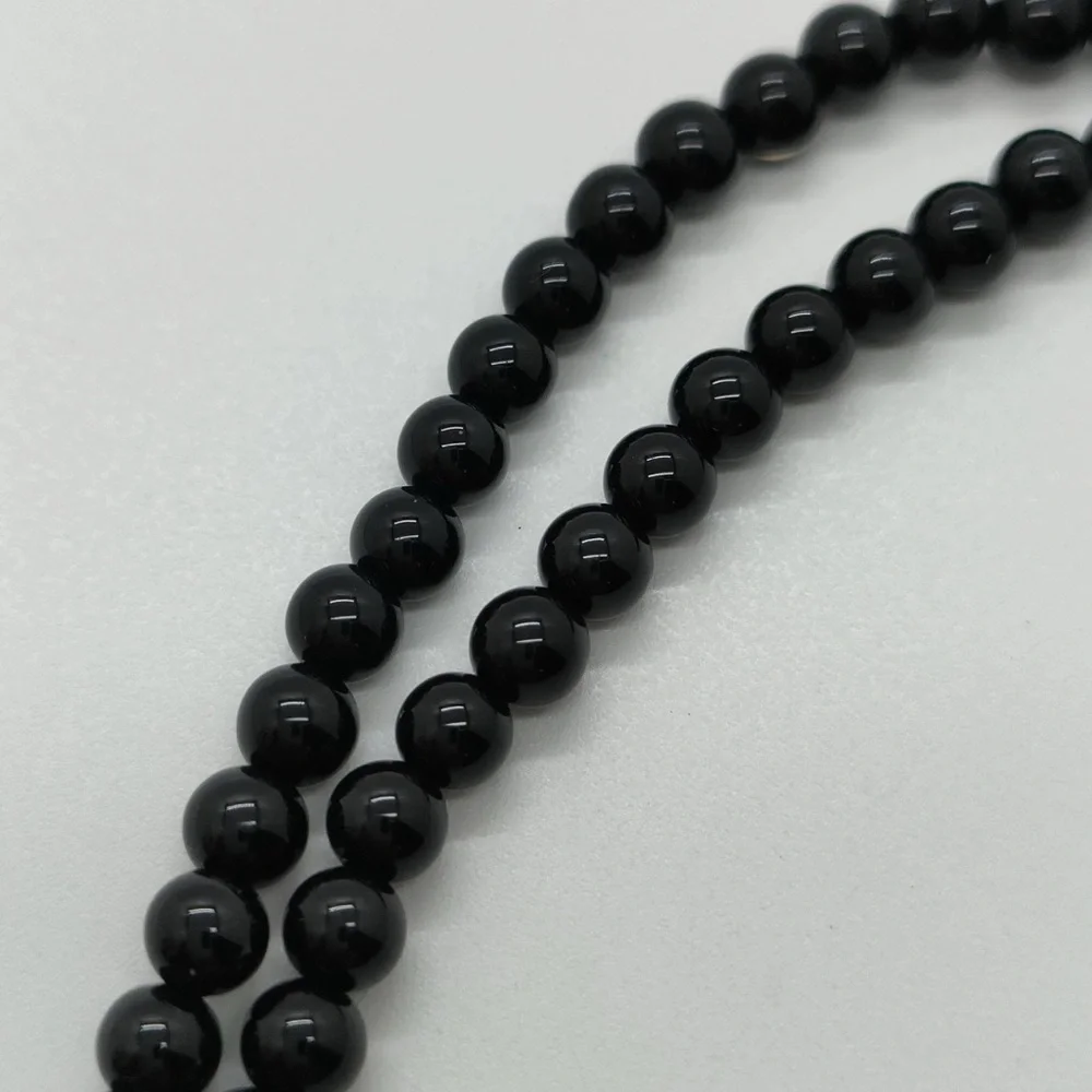 Vintage Black Beads Necklace With 18K Solid Yellow Gold Beads - Picture 3 of 9